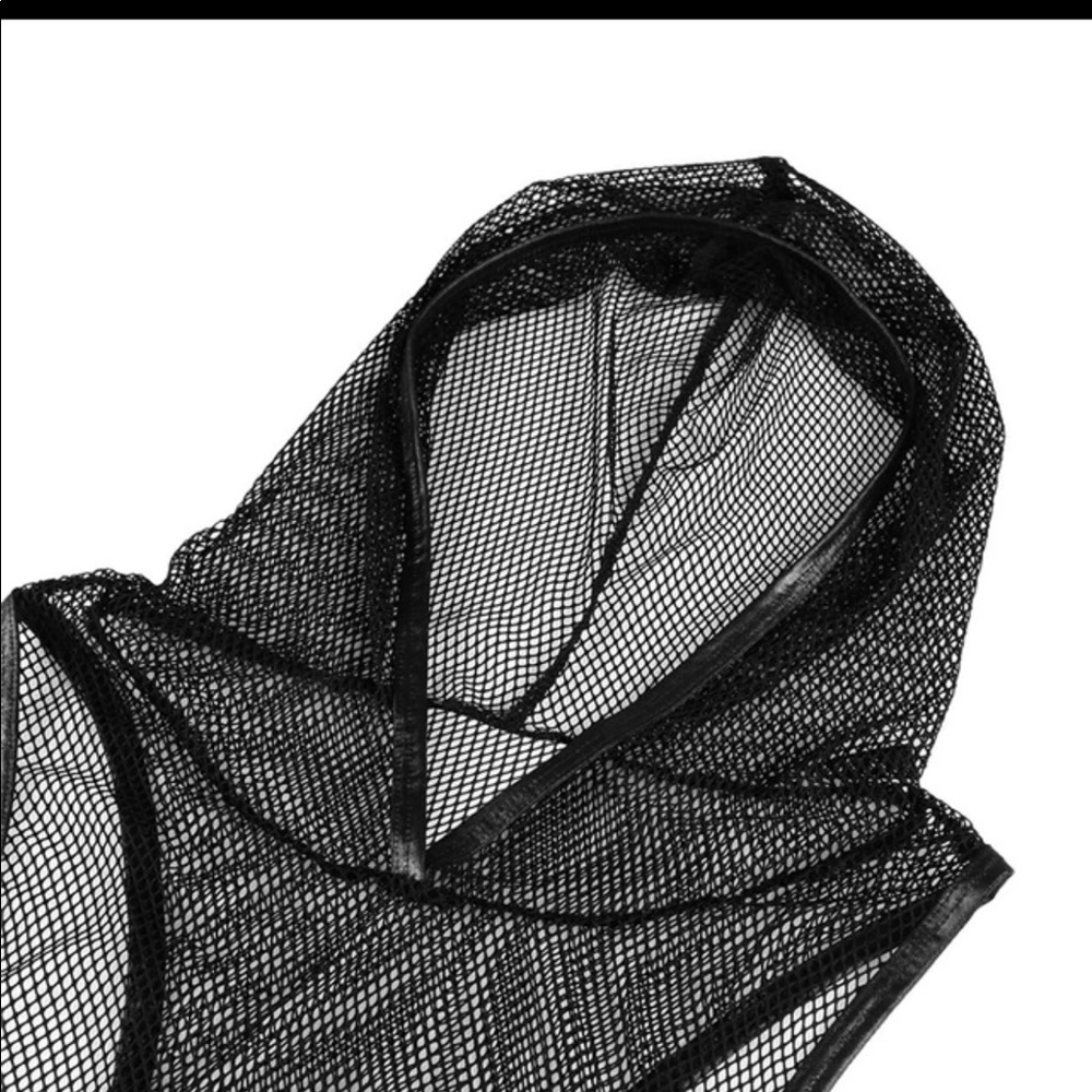 Black fishnet dress with hoodie